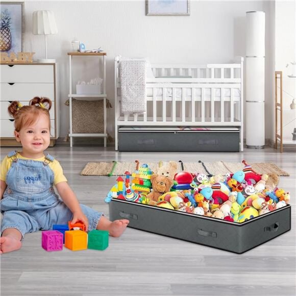 4 Pack Under Bed Storage, 90L Collapsible Closet Containers Organizers - Picture 2 of 7